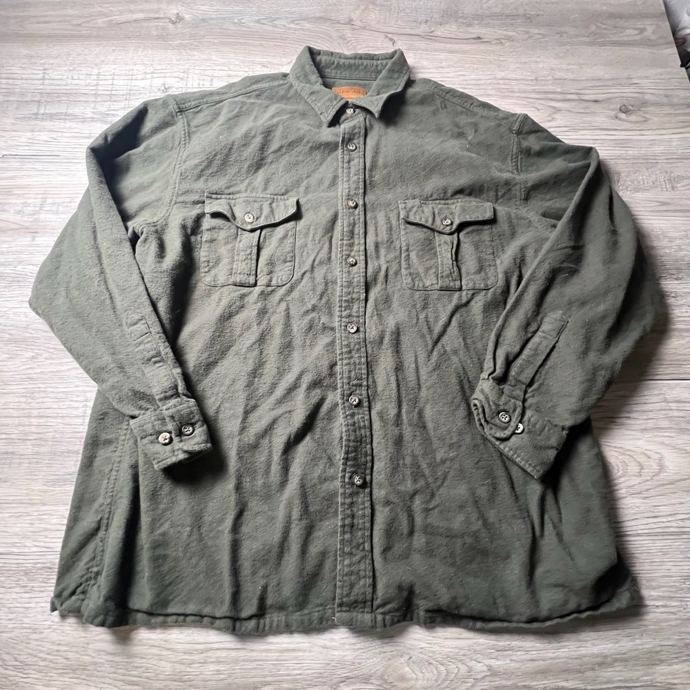 St. Johns Bay Flannel Shirt Mens XL Olive Green Cotton Button Down Workwear P79 - Picture 1 of 7